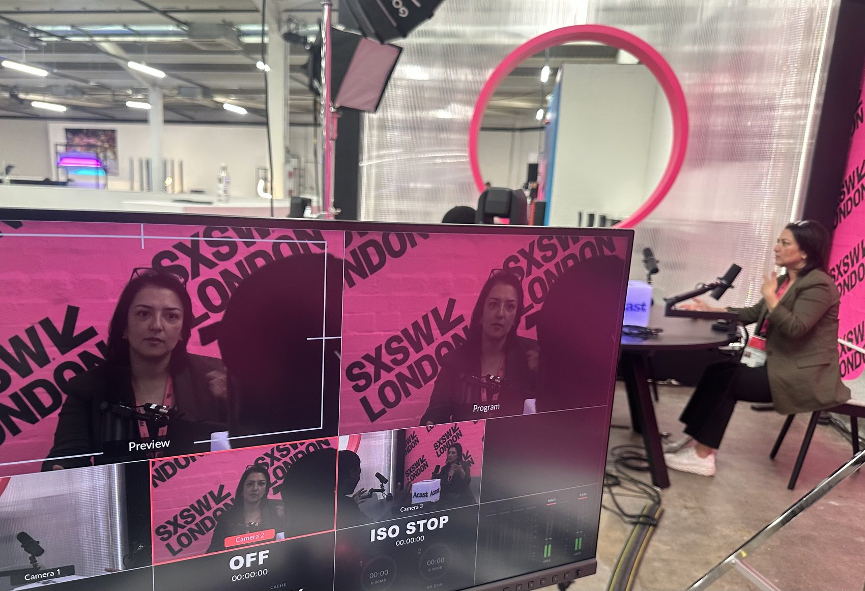 Ani Attamian recording a podcast at SXSW London